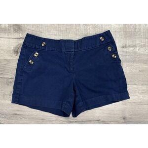 White House Black Market Woman's Sailor-style W/Button detail Navy Blue Shorts 6